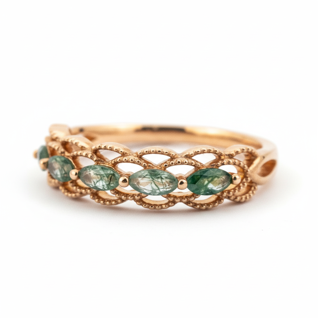 Product view of Moss Agate Ring in Gold