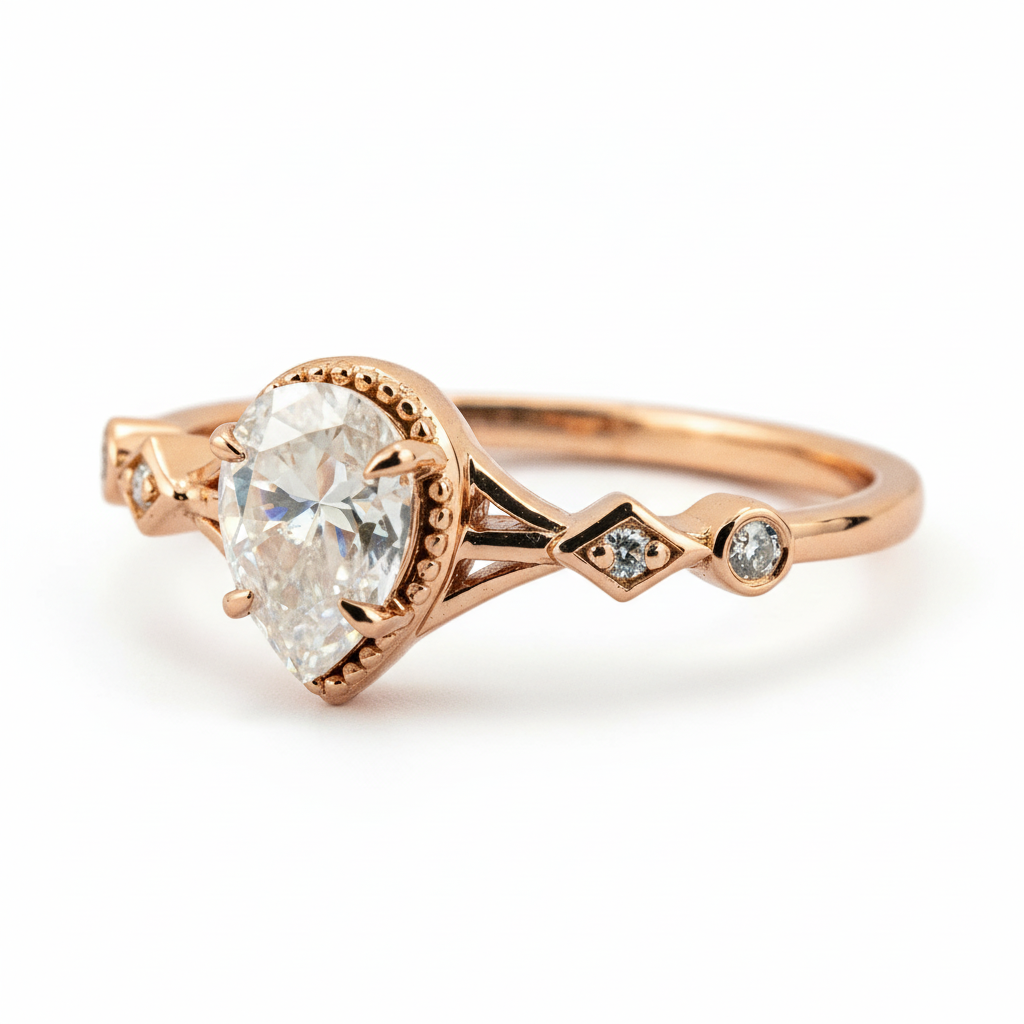 Product view of Pear Moissanite Engagement Ring in Gold