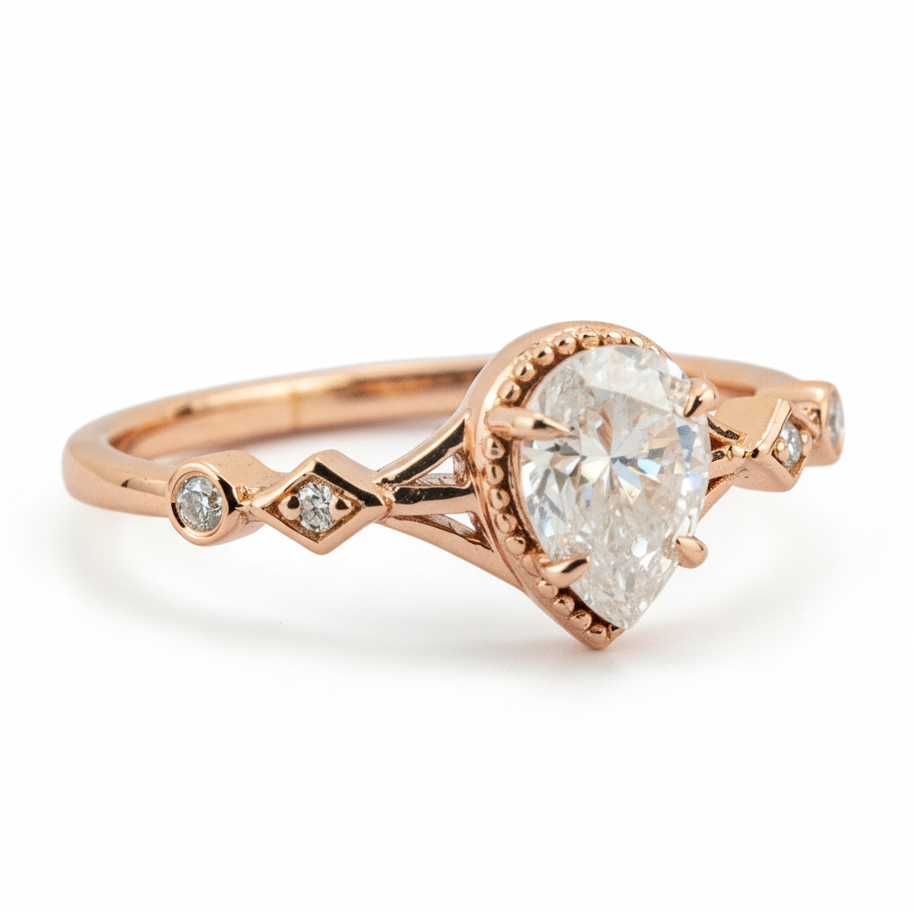 Product view of Pear Moissanite Engagement Ring in Gold