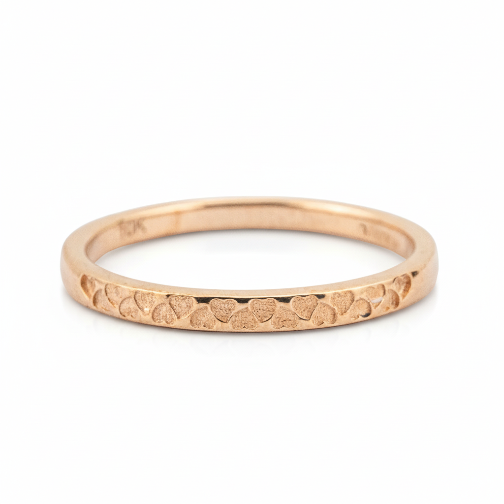 Front view of Textured Ring in Gold