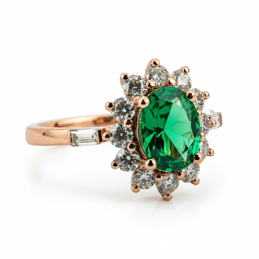 Product view of Oval Emerald Engagement Ring in Gold