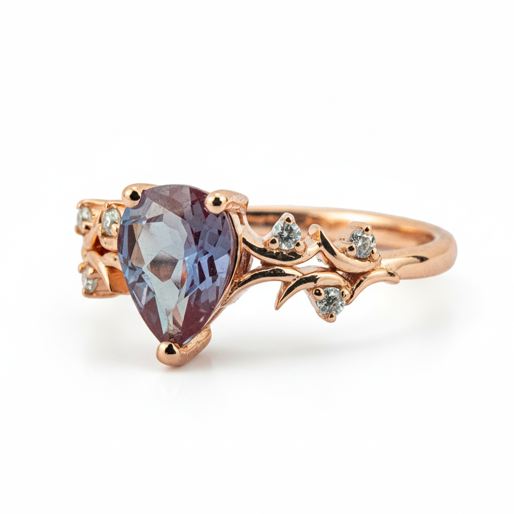 Product view of Pear Alexandrite Engagement Ring in Gold