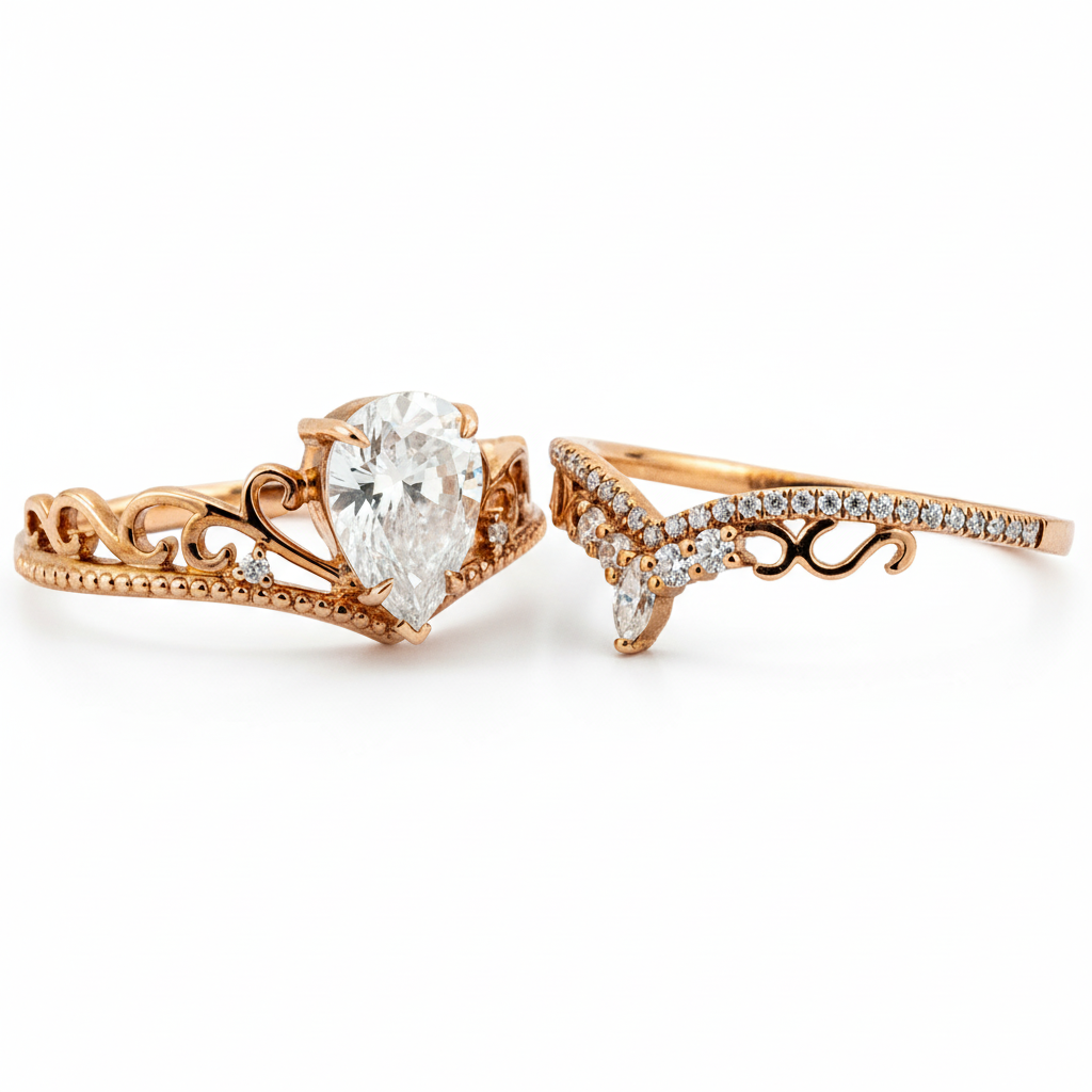 Product view of Pear Moissanite Ring Set in Gold