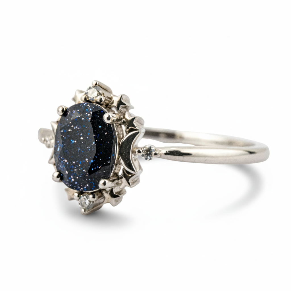 Lifestyle view of Oval Moissanite Ring in White Gold
