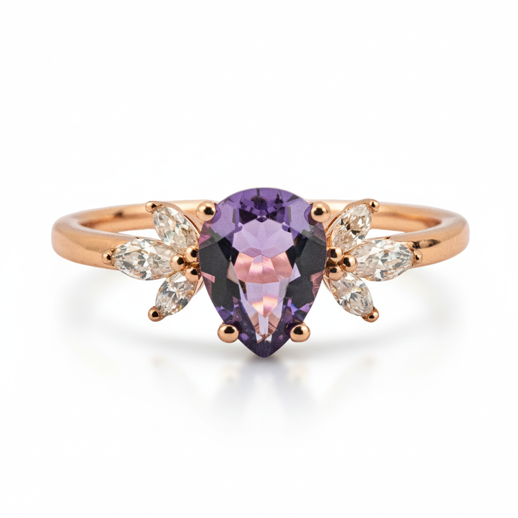 Product view of Pear Alexandrite Engagement Ring in Gold