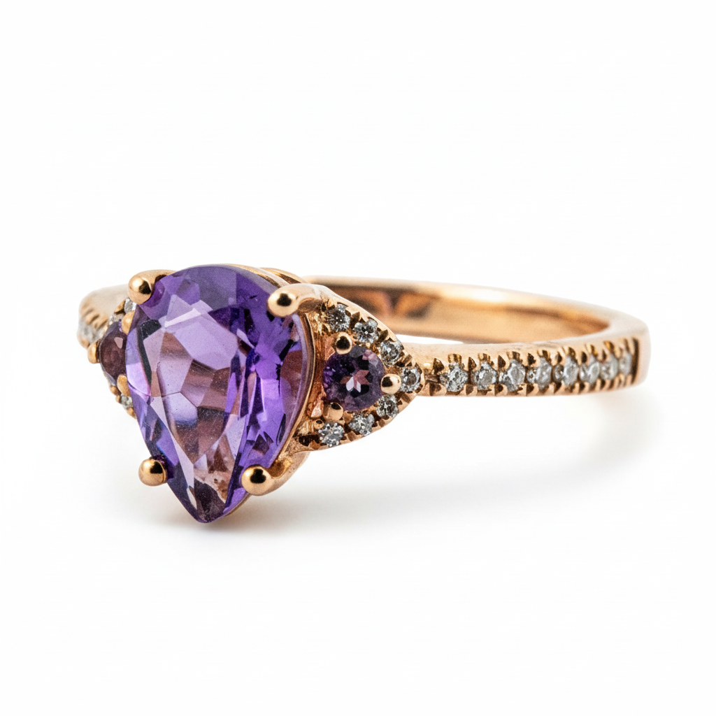Product view of Pear Amethyst Engagement Ring in Gold