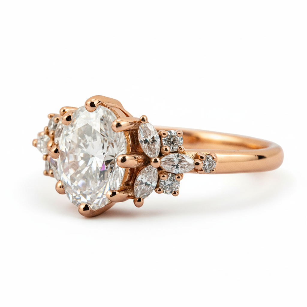 Product view of Oval Moissanite Engagement Ring in Gold