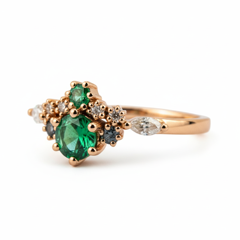 Product view of Round Emerald Engagement Ring in Gold
