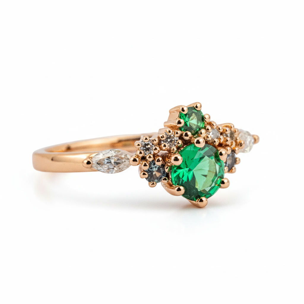 Product view of Round Emerald Engagement Ring in Gold