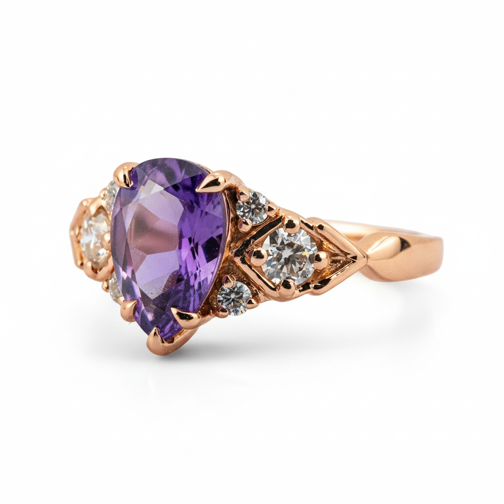 Product view of Pear Amethyst Engagement Ring in Gold