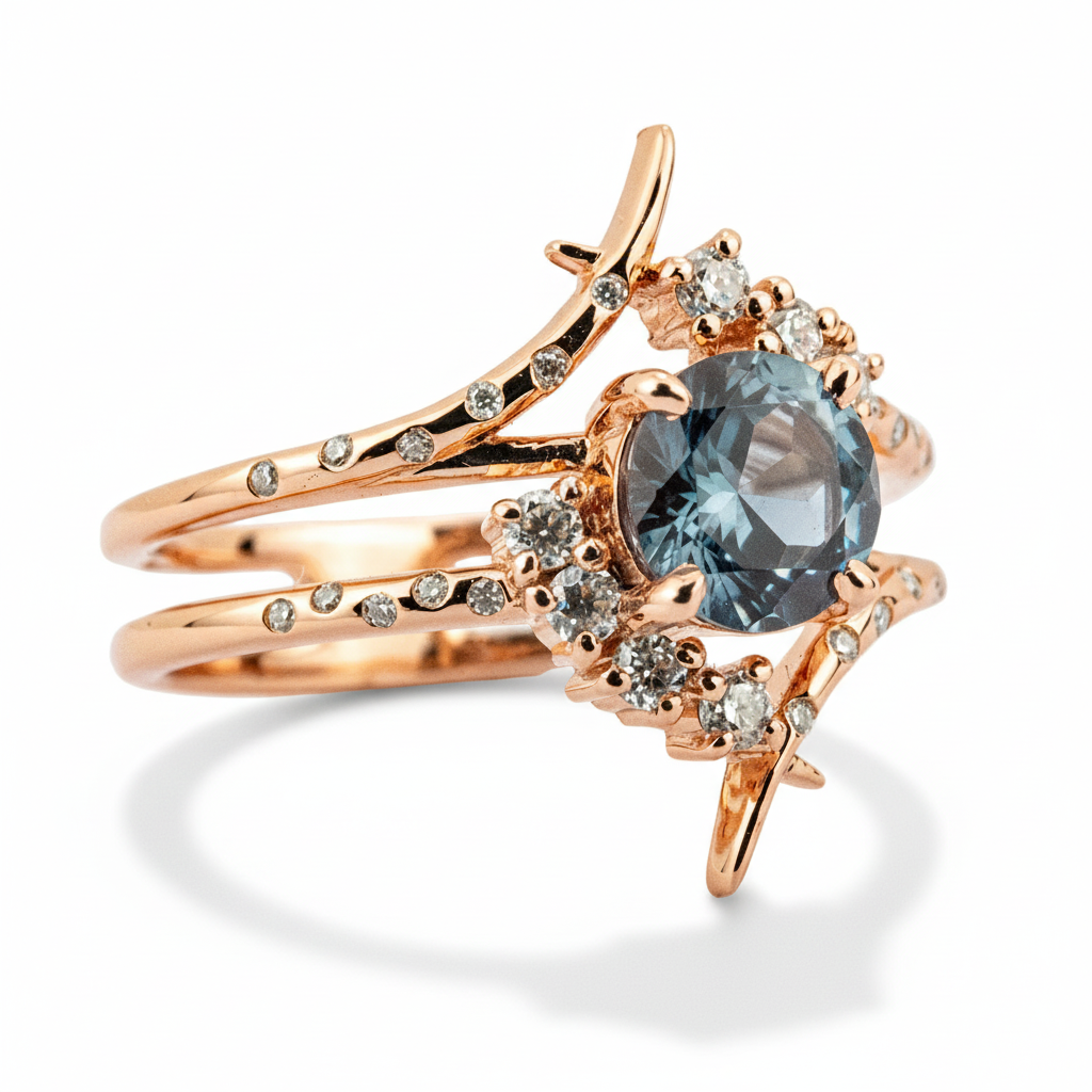 Product view of Round Alexandrite Men's Ring in Gold
