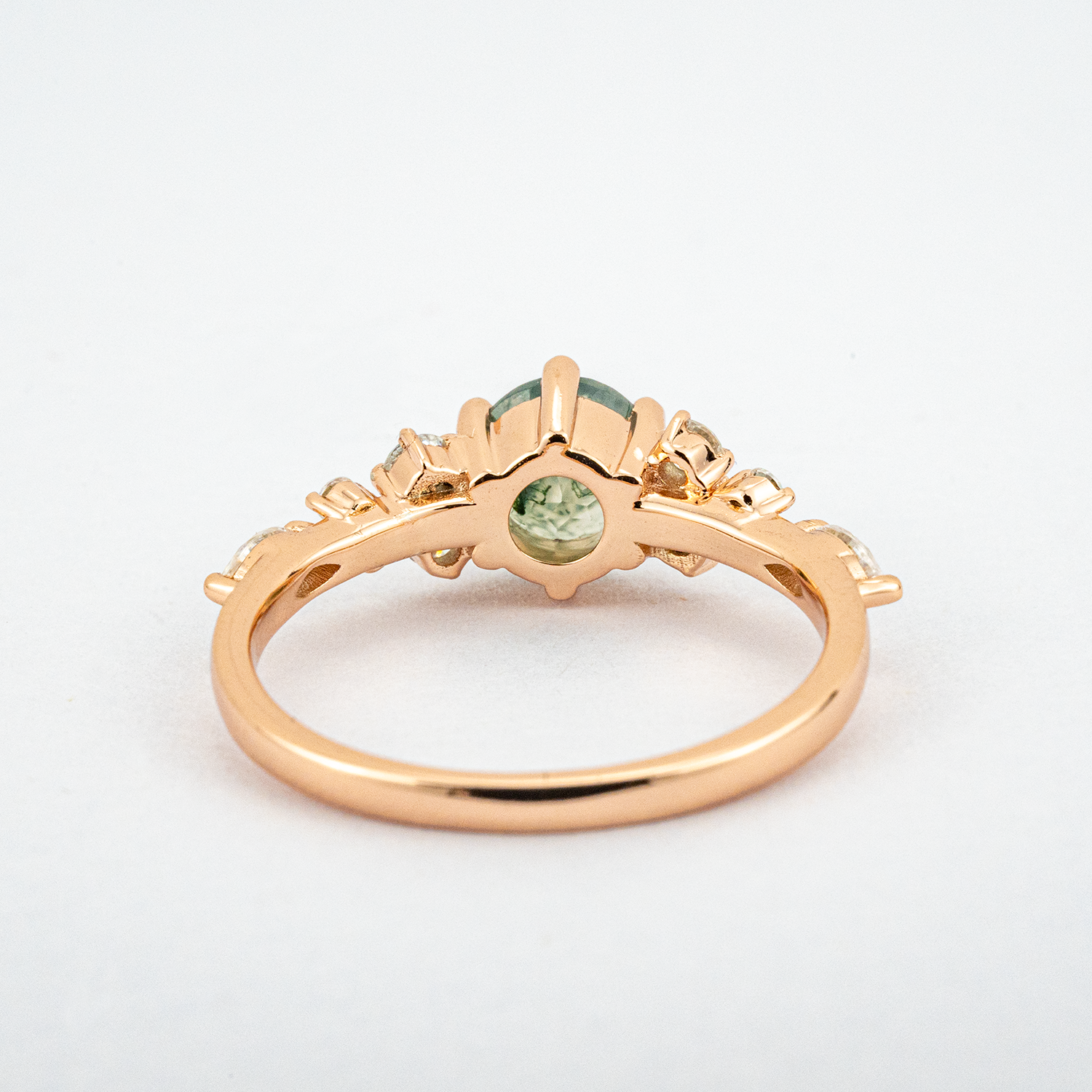 Retro Style Round Moss Agate Rose Gold Ring - Perfect choice for an elegant vintage-inspired engagement piece