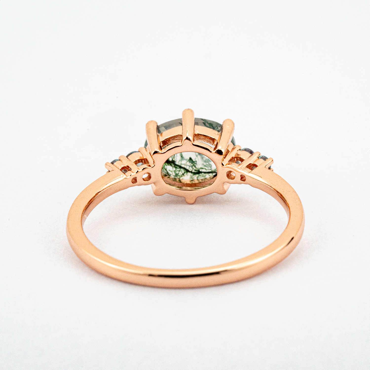 Rare Oval Moss Agate Stone Ring - Elegant Engagement Jewelry