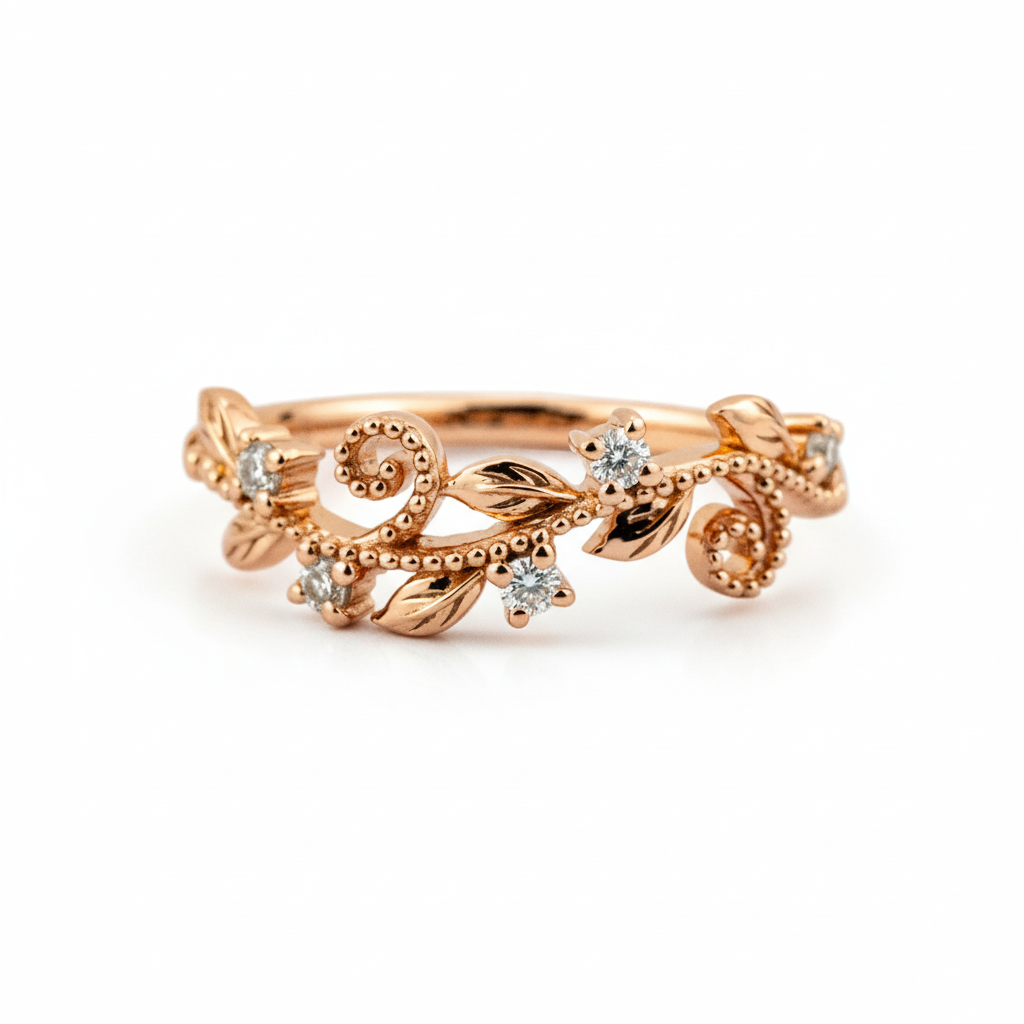 Front view of Moissanite Ring in Rose Gold