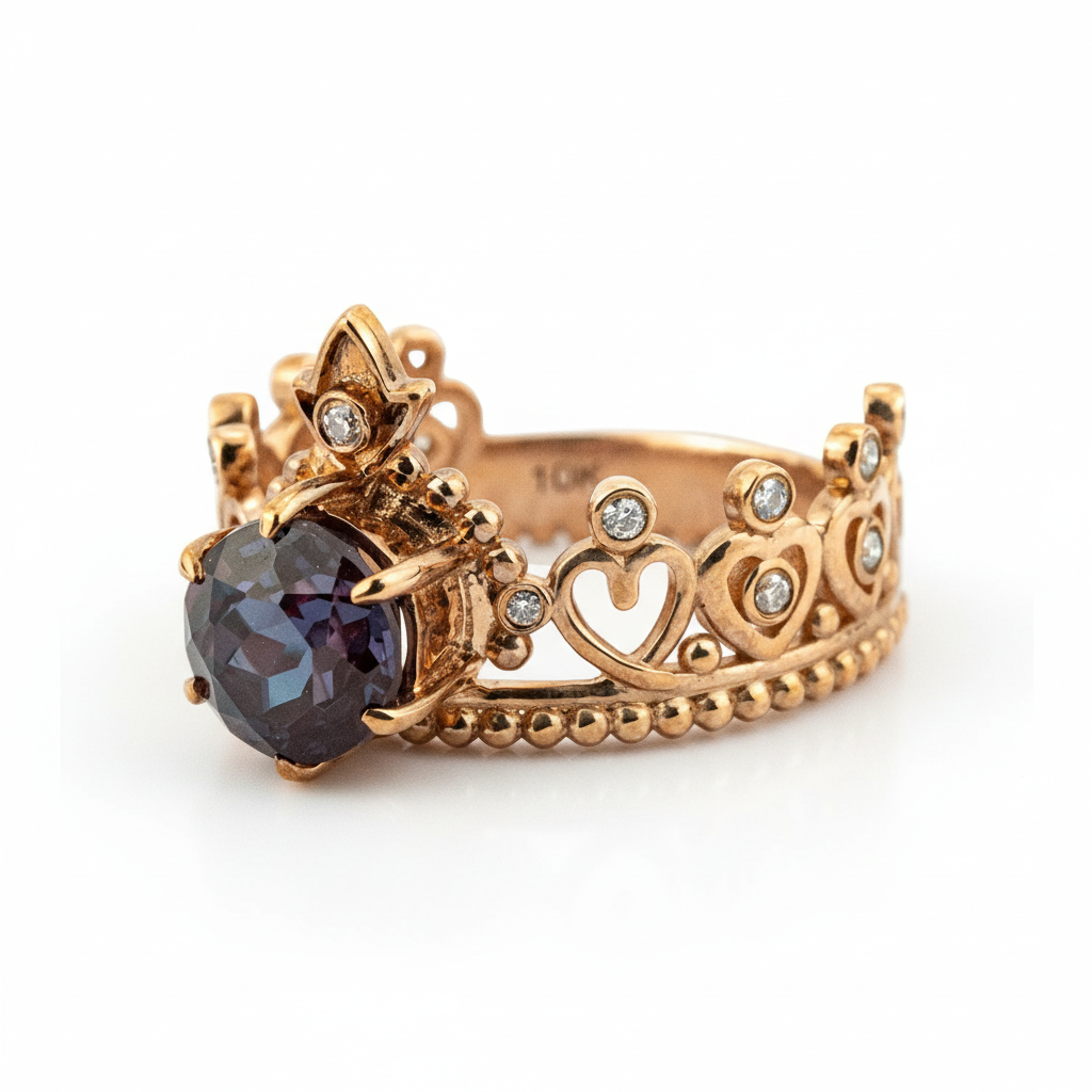 Product view of Round Alexandrite Ring in Gold