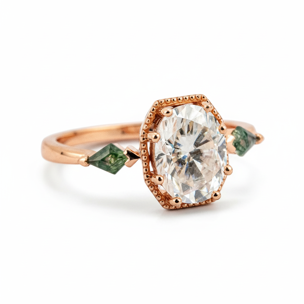 Product view of Octagon Moissanite Ring in Gold