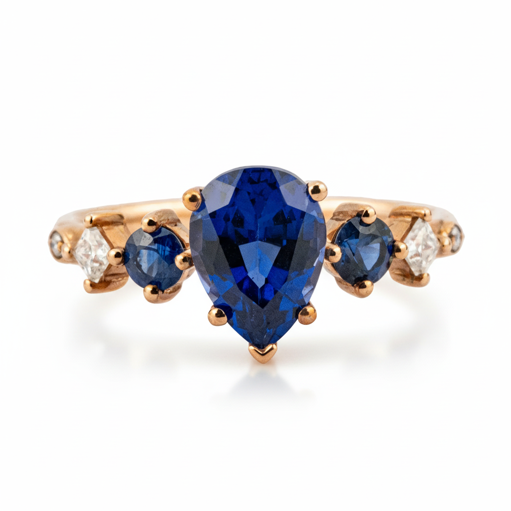 Gorgeous Sapphire engagement ring with stunning pear centerpiece