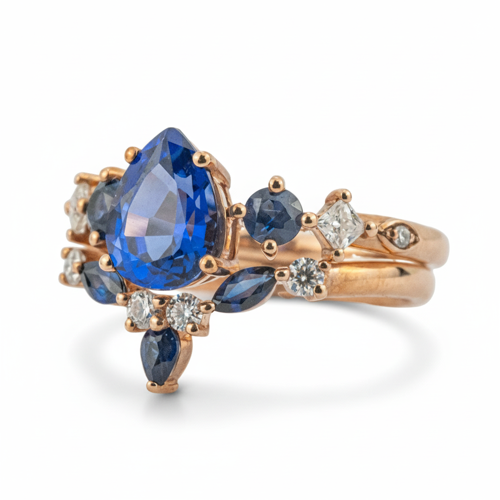 Product view of Pear Sapphire Ring Set in Gold