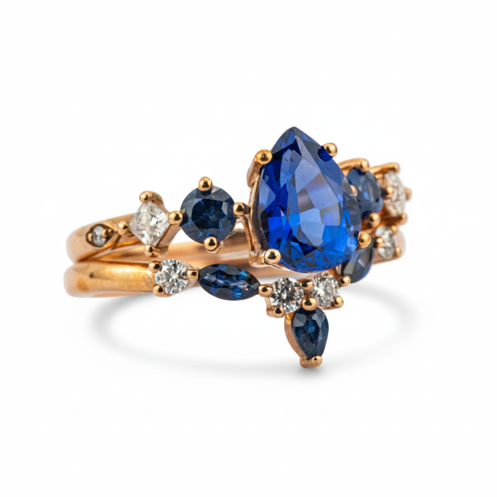 Product view of Pear Sapphire Ring Set in Gold