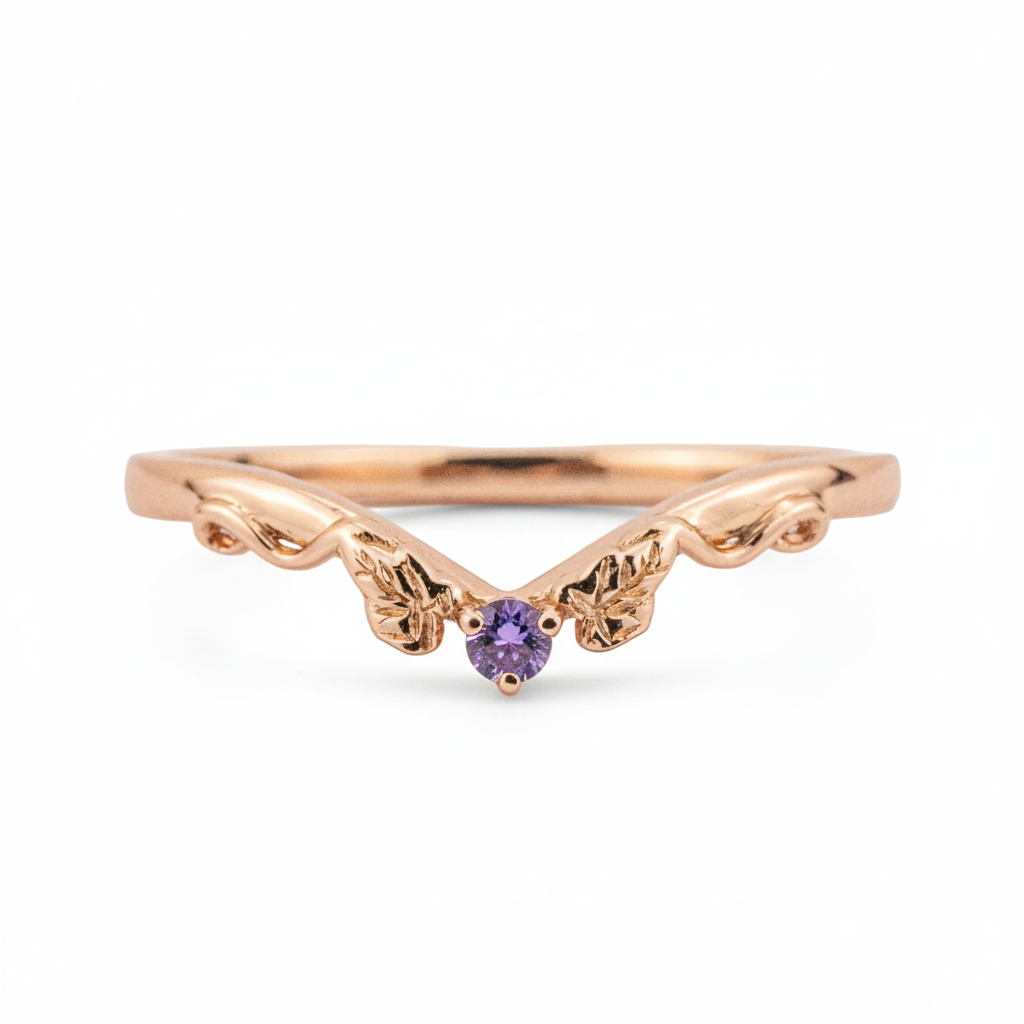 Product view of Round Amethyst Ring Set in Gold