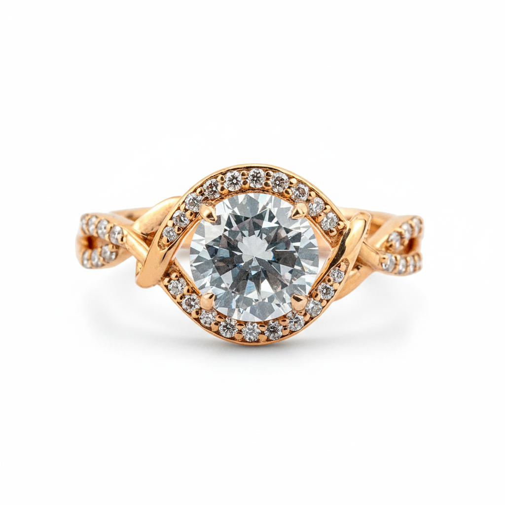 Front view of Moissanite Ring in Gold