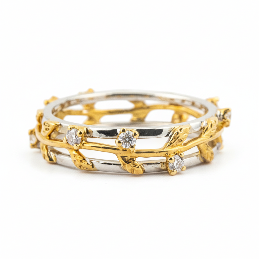 Front view of Moissanite Ring in Gold