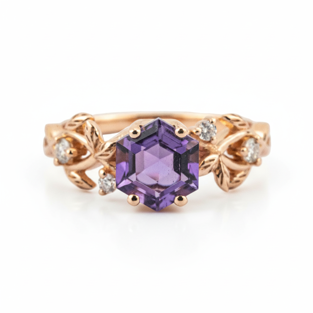 Engagement ring with exquisite leaf design, crafted to perfection for a touch of elegance and sophistication.