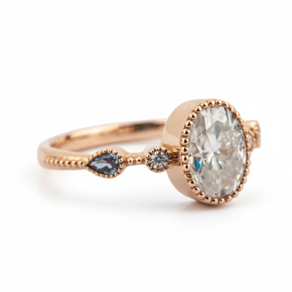 Product view of Oval Moissanite Engagement Ring in Rose Gold