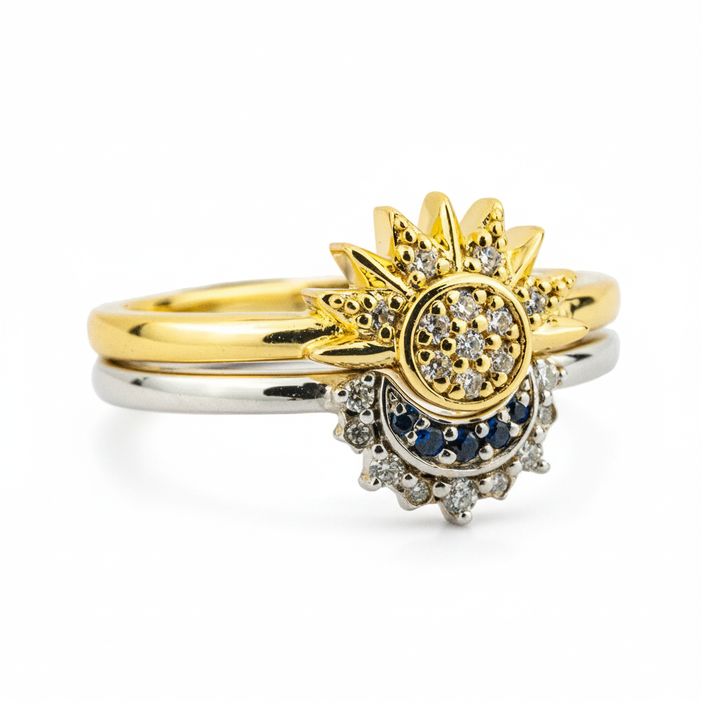 Product view of Moissanite Ring Set in Gold