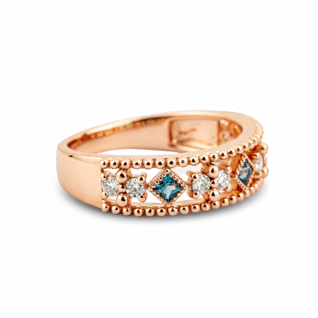 Product view of Alexandrite Wedding Band in Rose Gold