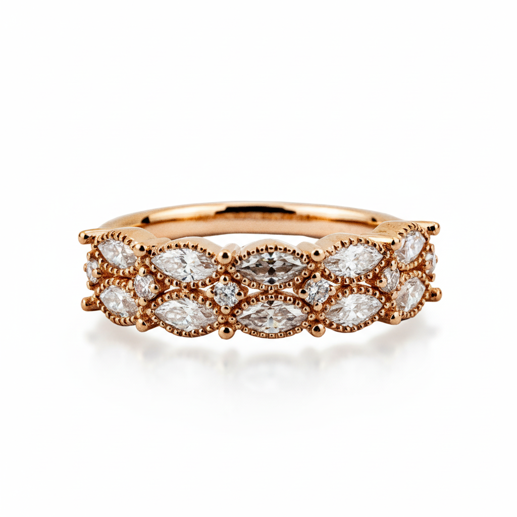 Front view of Moissanite Wedding Band in Gold