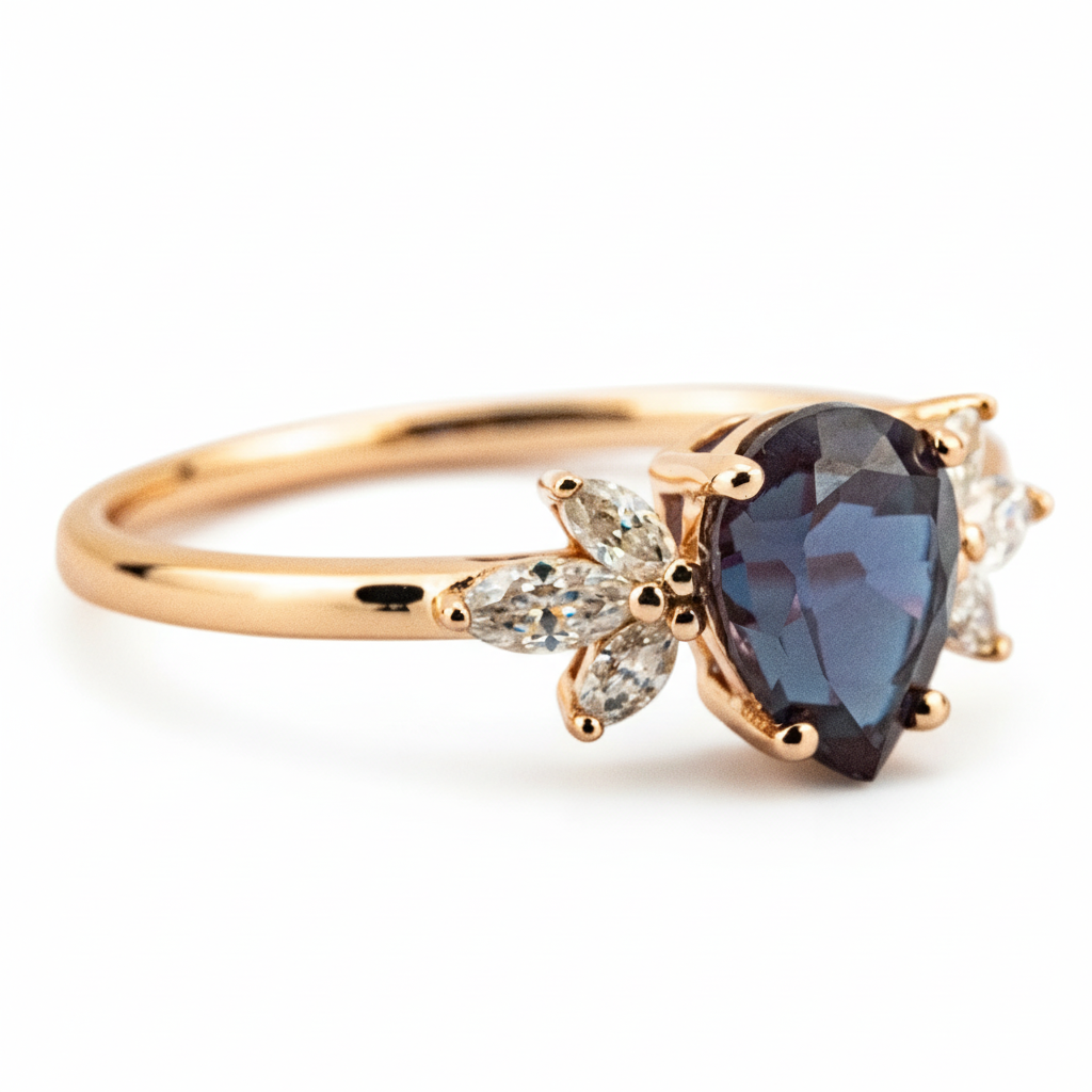 Product view of Pear Alexandrite Engagement Ring in Gold