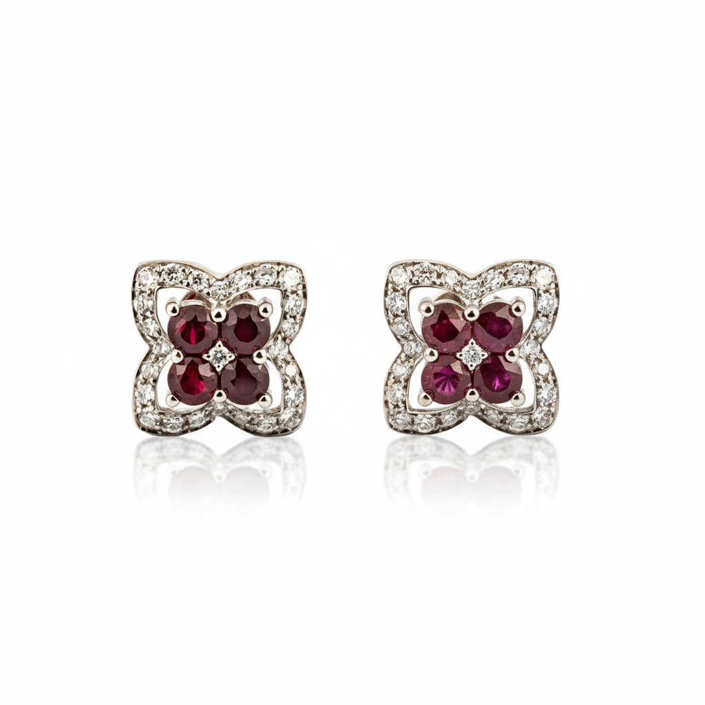 Front view of Ruby Ring in White Gold