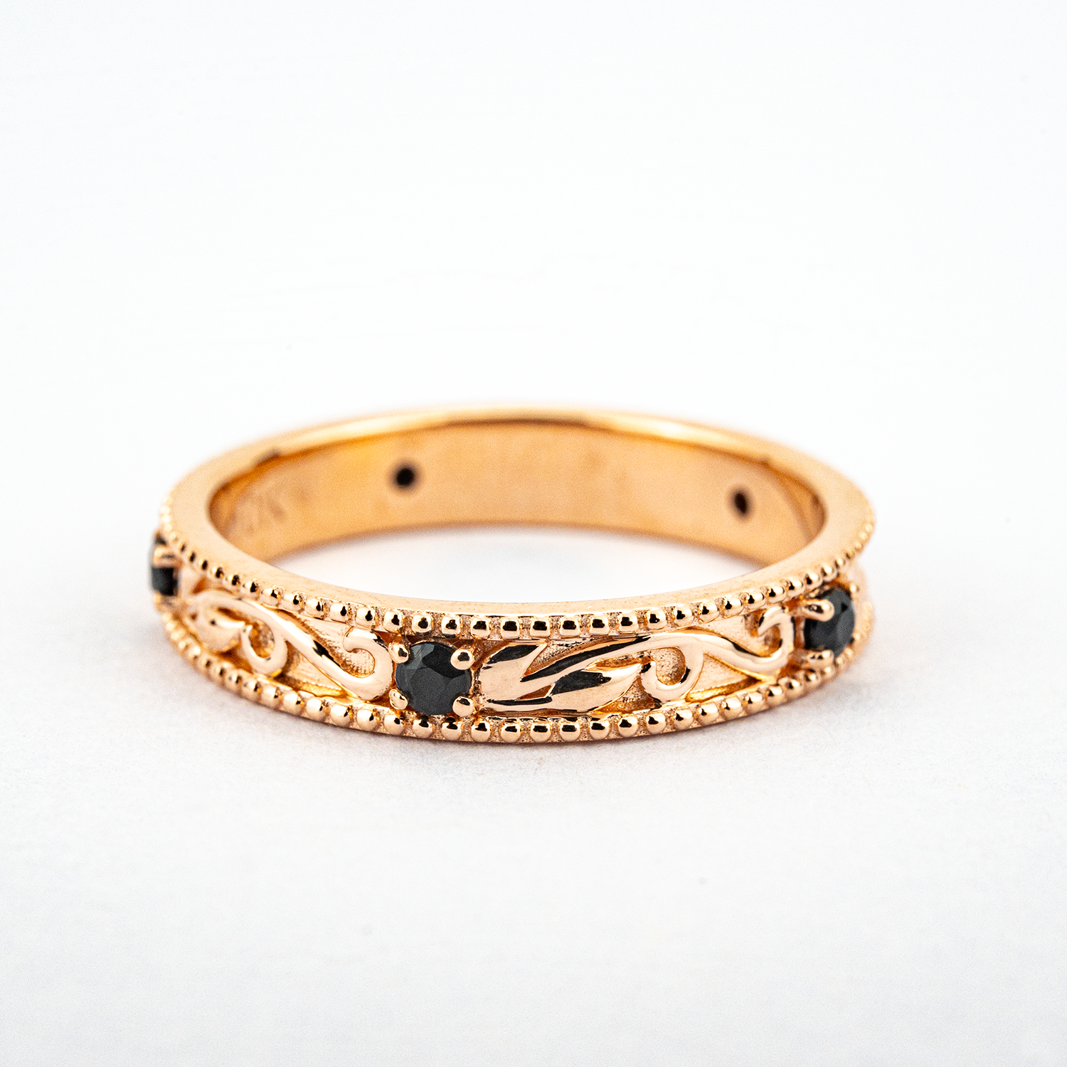 Black Onyx Personalized Engagement Ring Pattern Ring Black Onyx Wedding Ring