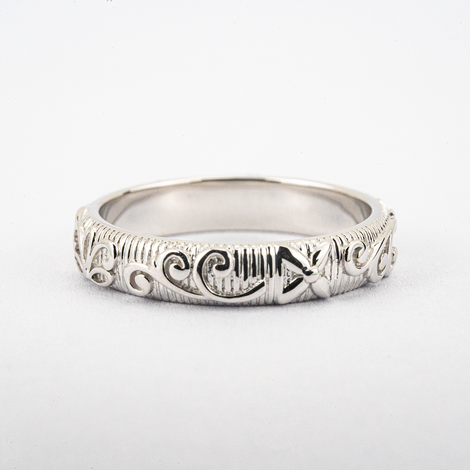 LUMINA - White Gold Leaf Texture Ring Minimalist Style Patterned Ring White Gold Ring