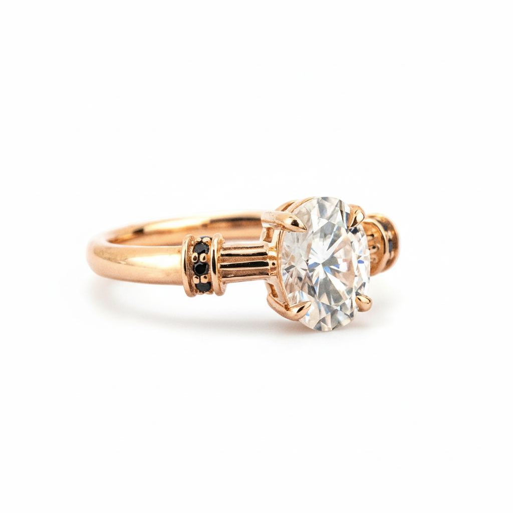 Product view of Oval Moissanite Ring in Rose Gold