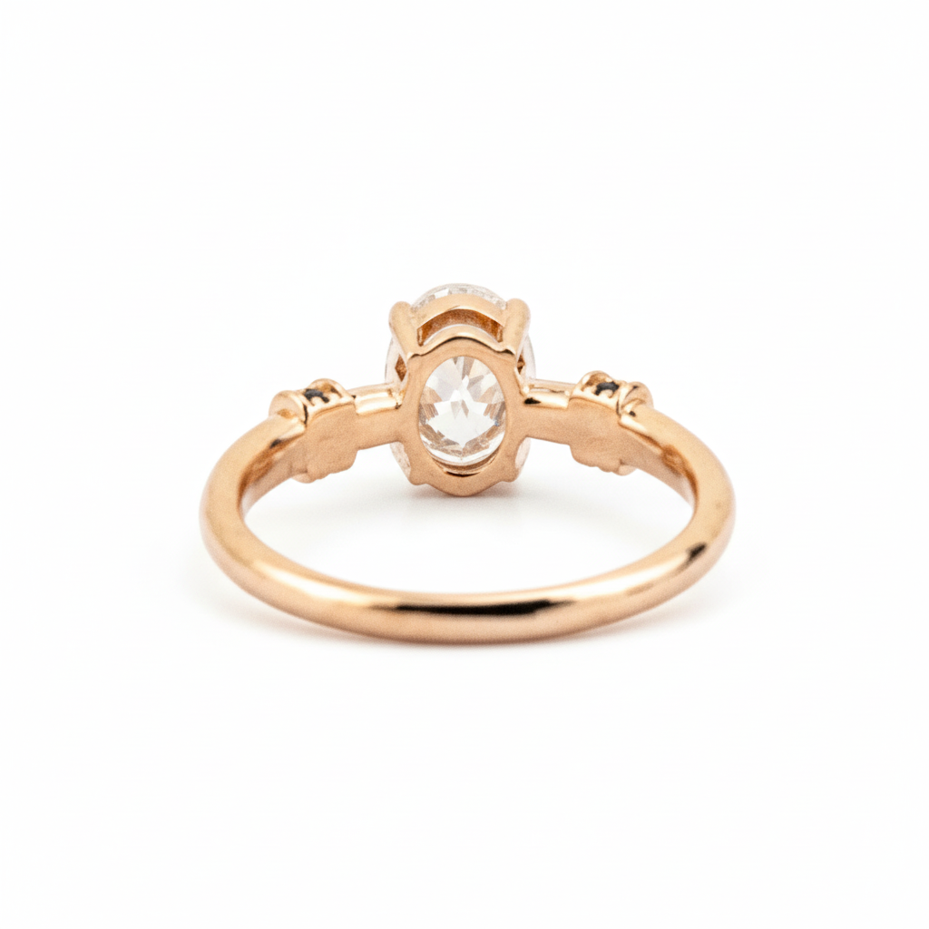 Product view of Oval Moissanite Ring in Rose Gold