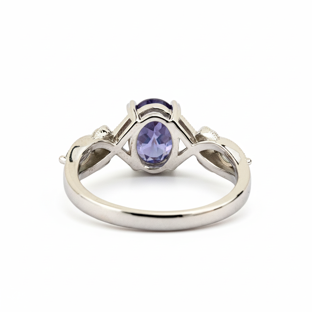 Product view of Oval Alexandrite Ring in White Gold