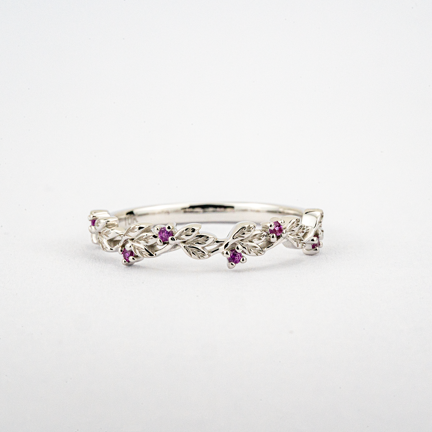 LUMINA - White Gold Leaf Ring Tourmaline Ring Nature-Inspired Design White Gold Engagement Ring