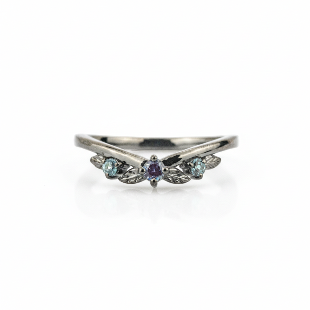 Product view of Oval Alexandrite Ring Set in Black Gold