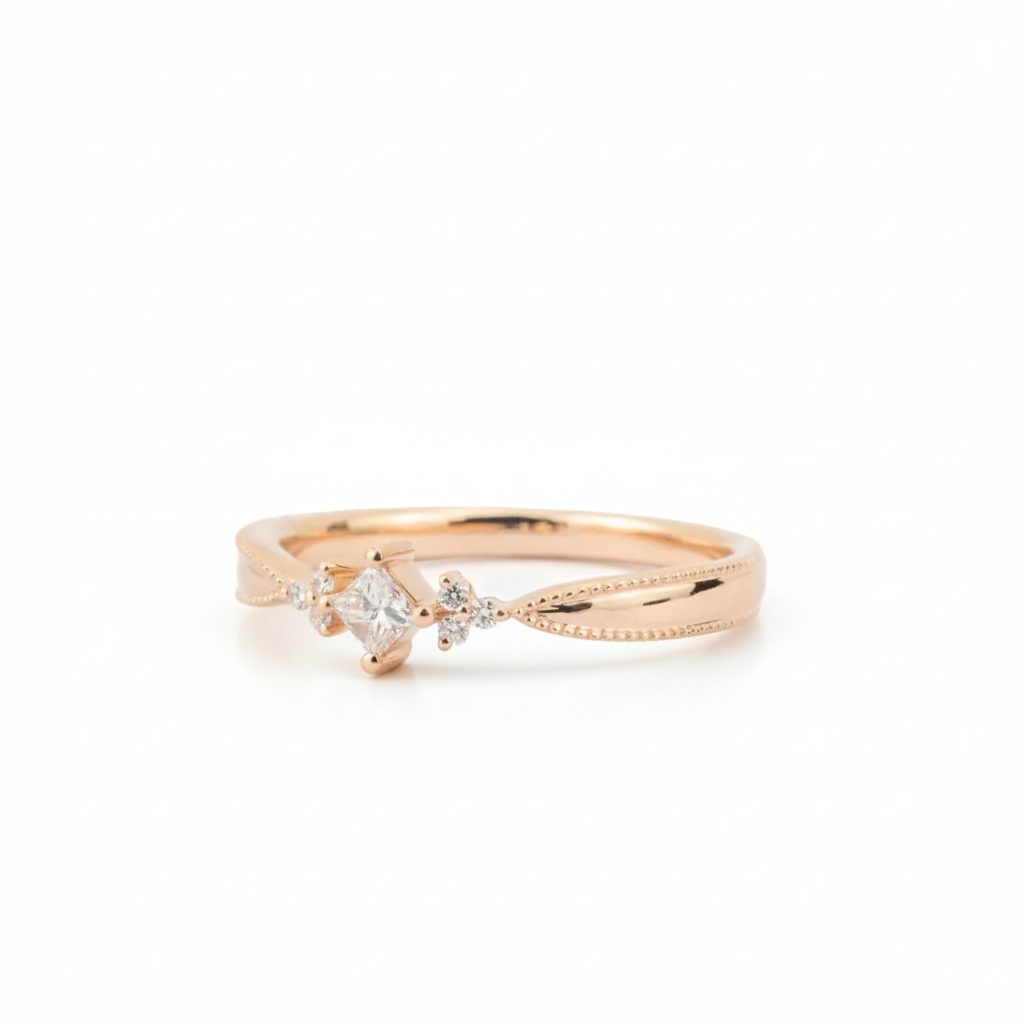 Product view of Diamond Couple Ring Set in Rose Gold