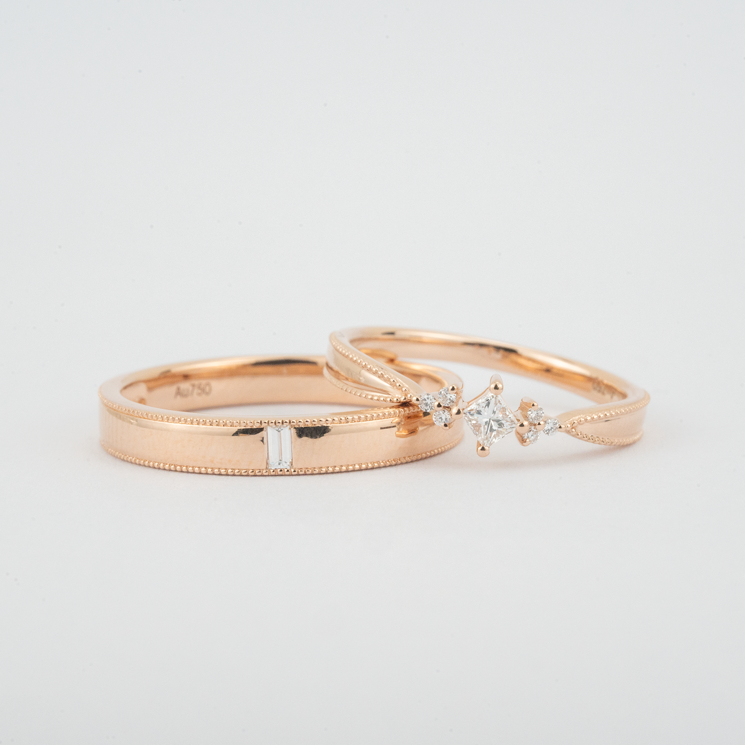 ORA COLLECTION - Classic Diamond Rose Gold Couple Ring Engagement Ring