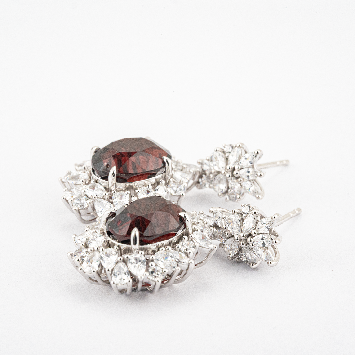 Deep Garnet Eternity Diamond Stud Earrings Diamond Earrings Luxury Earrings