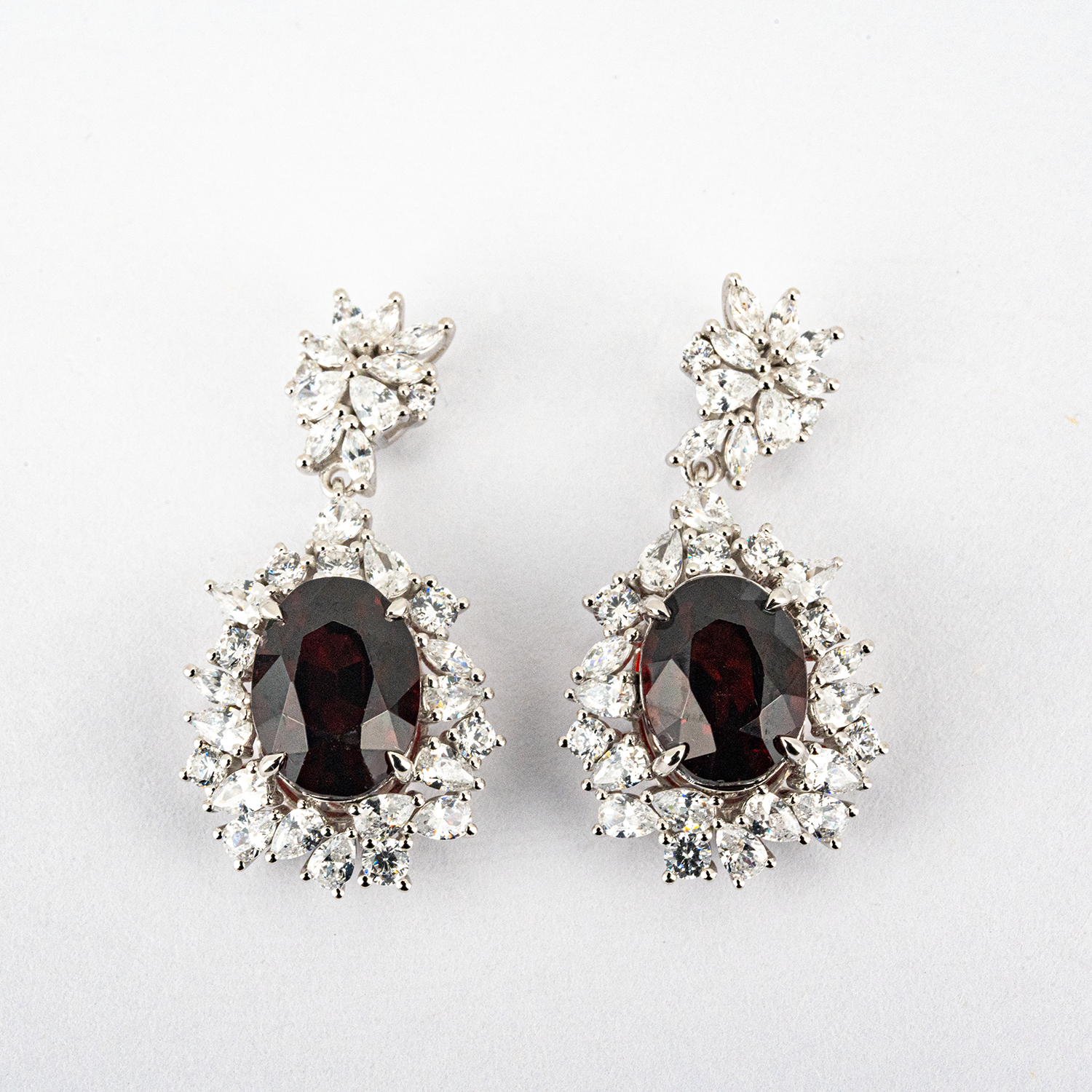 Deep Garnet Eternity Diamond Stud Earrings Diamond Earrings Luxury Earrings