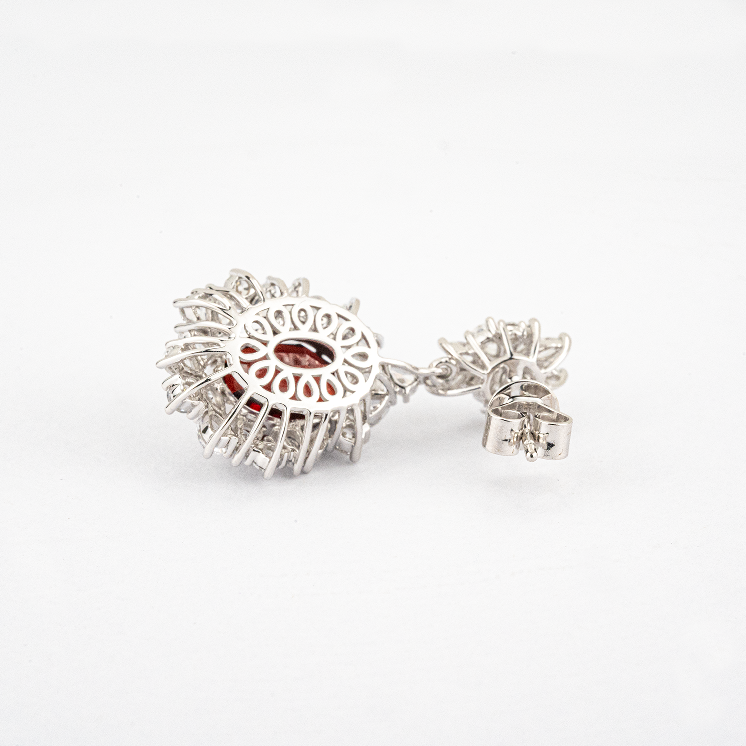 Deep Garnet Eternity Diamond Stud Earrings Diamond Earrings Luxury Earrings