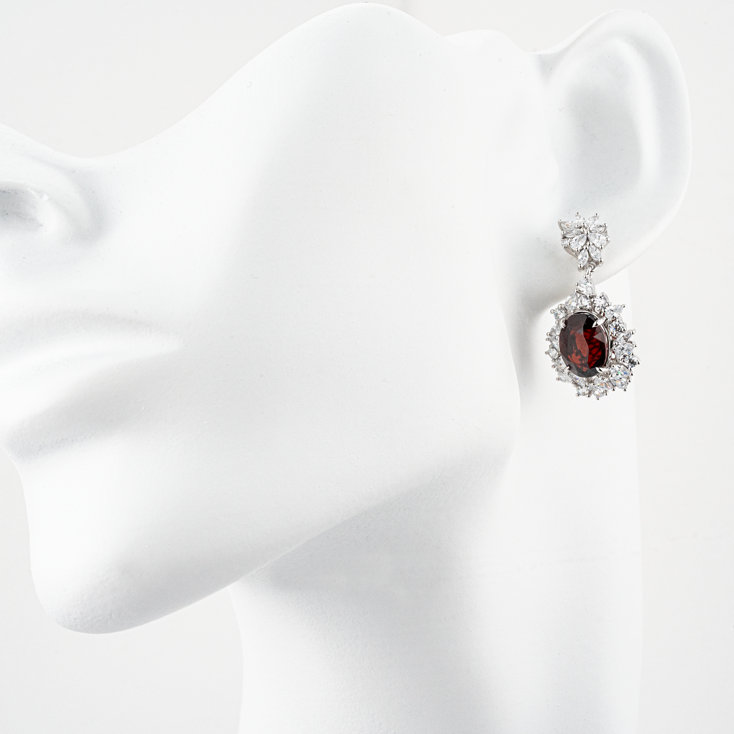 Deep Garnet Eternity Diamond Stud Earrings Diamond Earrings Luxury Earrings