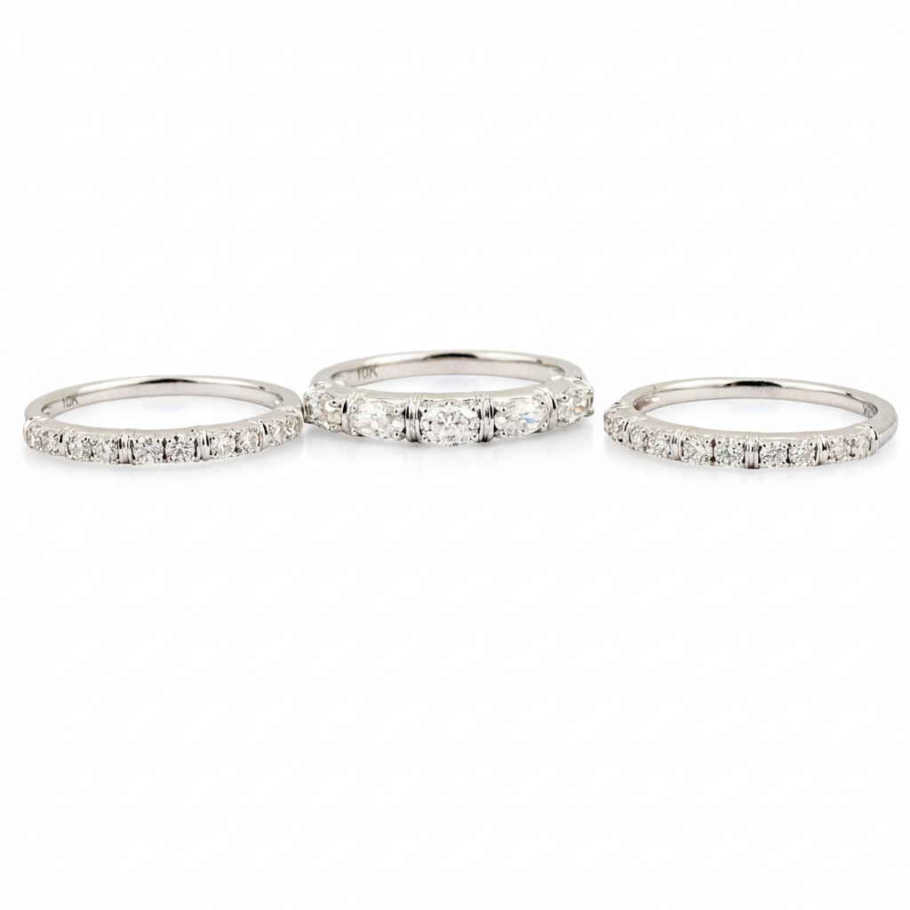 Product view of Moissanite Ring Set in White Gold