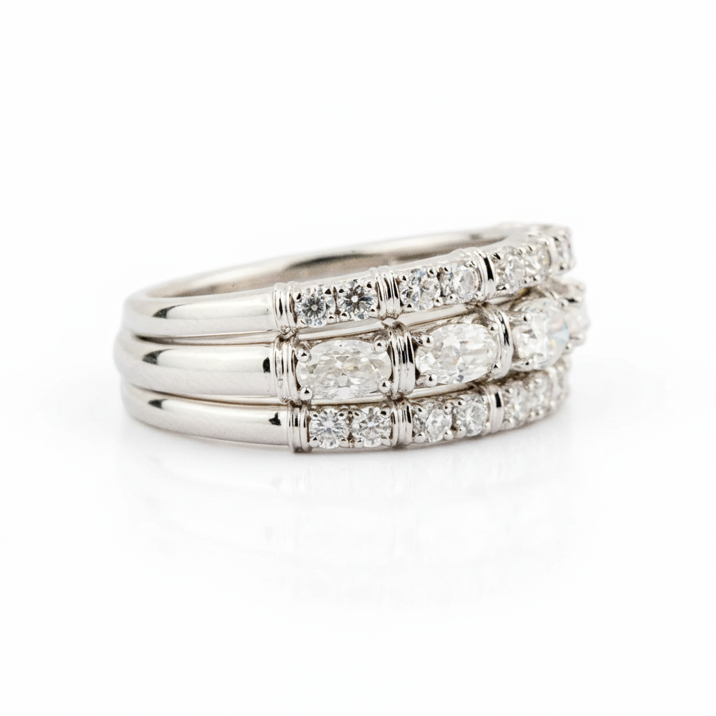 Product view of Moissanite Ring Set in White Gold