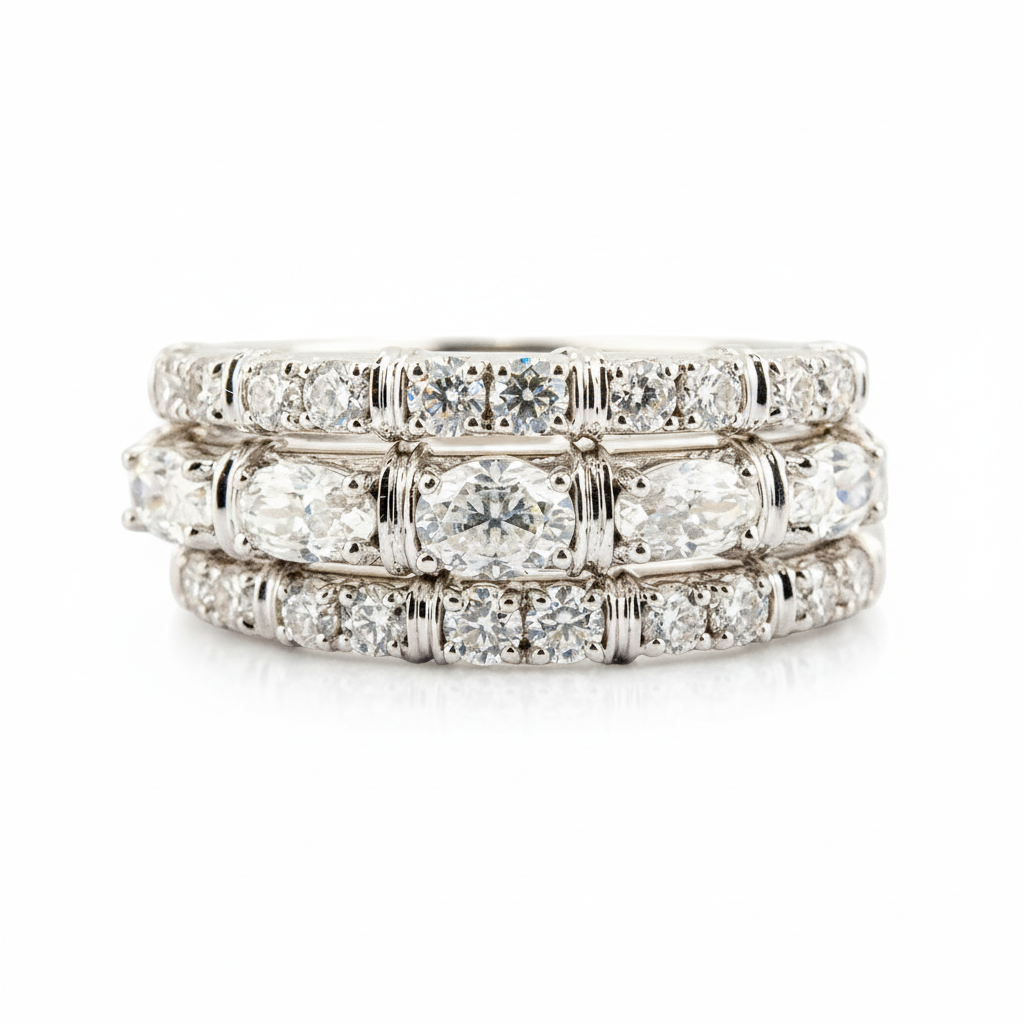 Front view of Moissanite Ring Set in White Gold