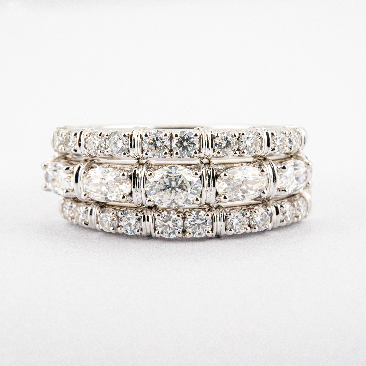 Luxury Moissanite White Gold Three-piece Engagement Wedding Gift Set Diamond Ring Set